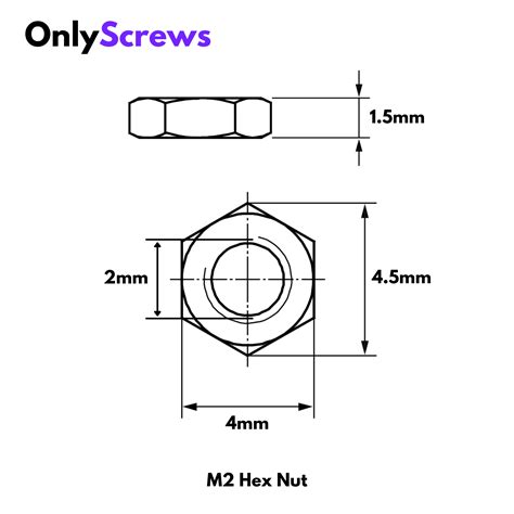 M2 Hex Nut SS304 (Dia. 2mm) – OnlyScrews