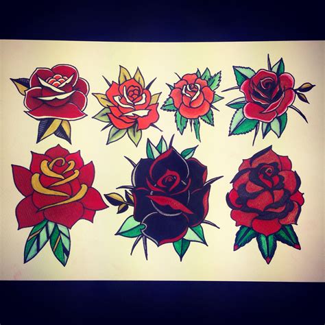 American Traditional Rose Tattoo