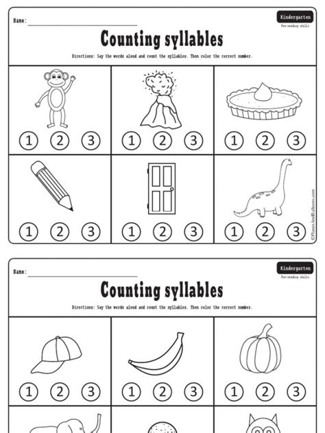 Free Count Syllables Worksheet 的图像结果