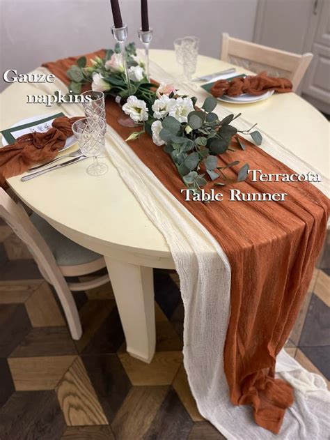 Image result for Cheese Cloth Runner On Round Table