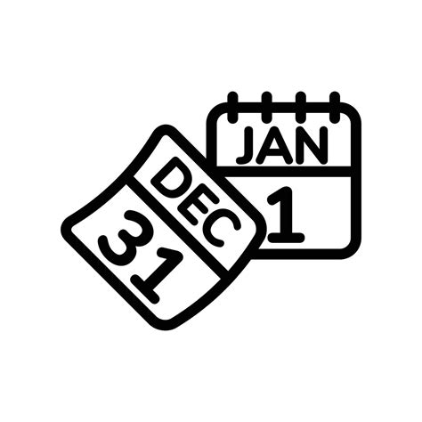 The calendar icon turns the page from December 31st to the New Year's ...