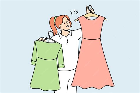 Premium Vector | Smiling woman with dresses on hangers