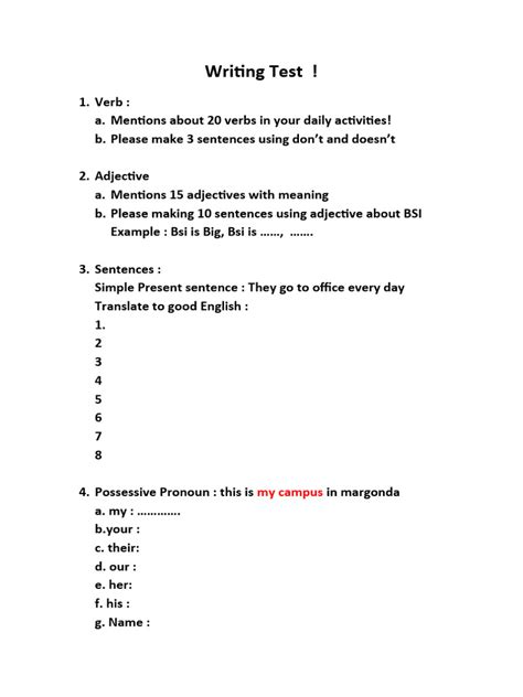 Image result for Writing Test Samples