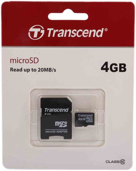 TS4GUSDHC10 Transcend | Transcend 4 GB MicroSDHC Micro SD Card, Class ...