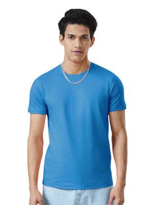 Buy The Souled Store Solids Ocean Blue T-Shirt For Men Online