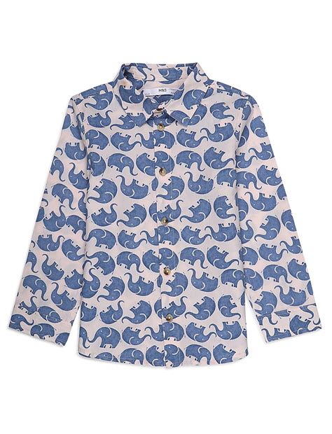 Buy Pure Cotton Printed Spread Collar Shirt at Marks & Spencer