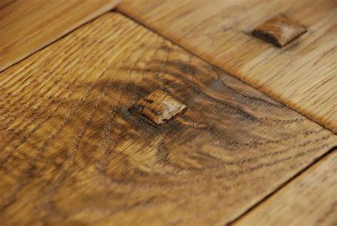 Hand Scraped, Wide Plank, White Oak Flooring with Raised Pegs and Hard ...