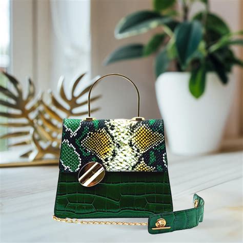 Luxurious Green Python and Croco debossed Handbag – Shailly's