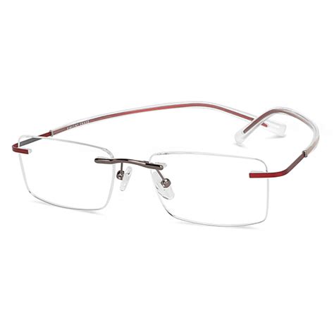 Buy Metal Matte Maroon Transparent Rimless Rectangle Vincent Chase ...