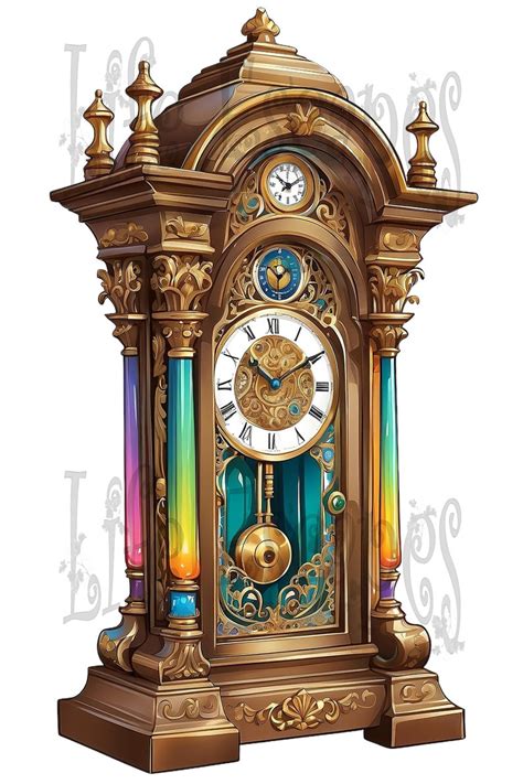 Printable Grandfather Clock Clipart Bundle Set 4, PNG, Commercial Use ...