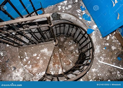 Narrow Winding Stairs in a Dirty Uninhabited Building or Factory Stock ...
