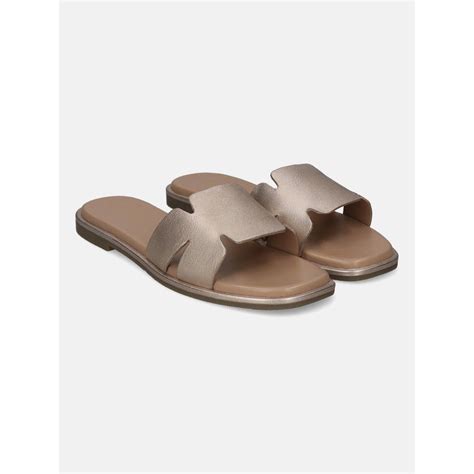 Buy BAGATT Flower Gold Women Leather Slide Flats Online
