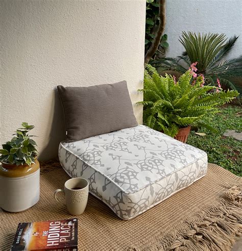 Buy Arabic Chevron Cotton Floor Cushion Dove Grey – Thoppia