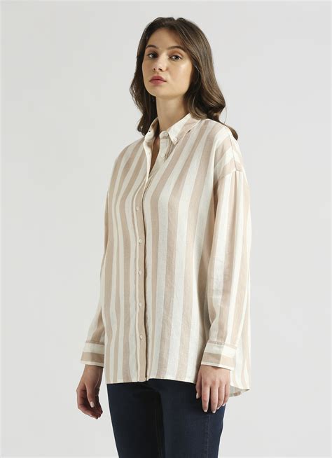 Red Stripes Linen Full Sleeve Shirt | Pepe Jeans India