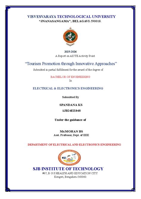 VTU B.E. Project Report: Tourism Promotion through Innovative ...