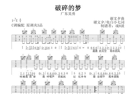 破碎的梦吉他谱_广东吴勇_C调弹唱86%原版 - 吉他世界