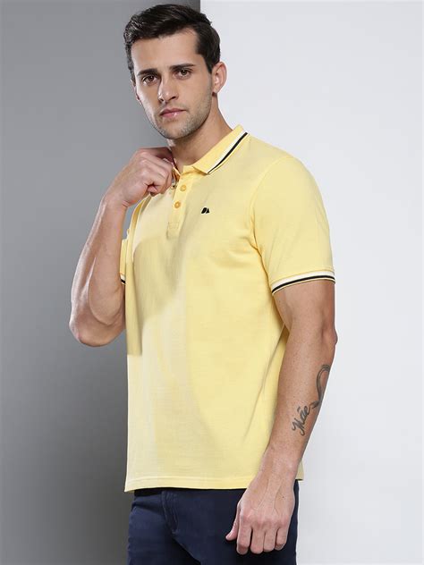 Men's Casual Slim Fit T-Shirt Half Sleeves Polo Neck Solid Pure Cotton ...