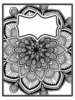 4 Mandala Binder Covers and Spines, Mandala Back To School Coloring ...