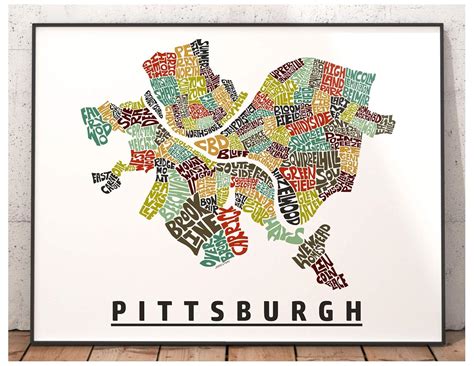 Handmade Buy Signed Pittsburgh Neighborhood Map Print at Ubuy India