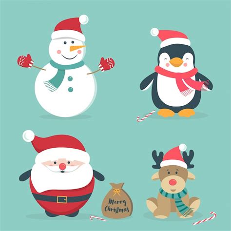 Hand drawn cute christmas characters | Premium Vector