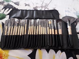 Miss U Professional Wood Make Up Brushes Sets With Leather Storage ...