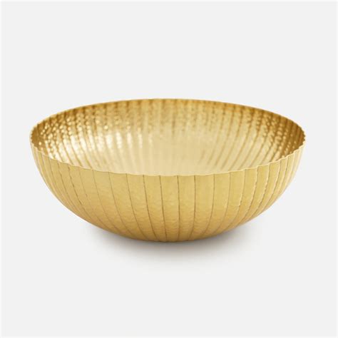 Shop Gold Ribbed Hammered Decorative Metal Bowl - Small - at Best Price ...