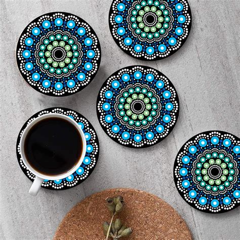 TRENDING MDF Coaster Set of 6 Beautiful Wooden Coasters with Proper ...