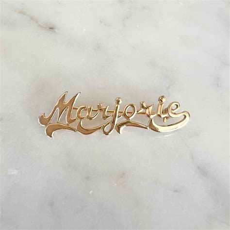 Vintage Gold Tone Marjorie Cursive Name Brooch Pin - Etsy