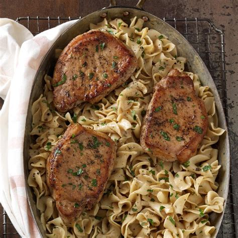 Creamy Smothered Pork Chops with Noodles Recipe