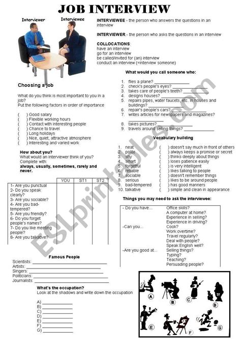 ESL Elementry Sample Job Interview 的图像结果