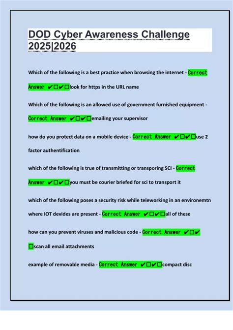 DOD Cyber Awareness Challenge 2025|2026 Definitive Exam Guide ...