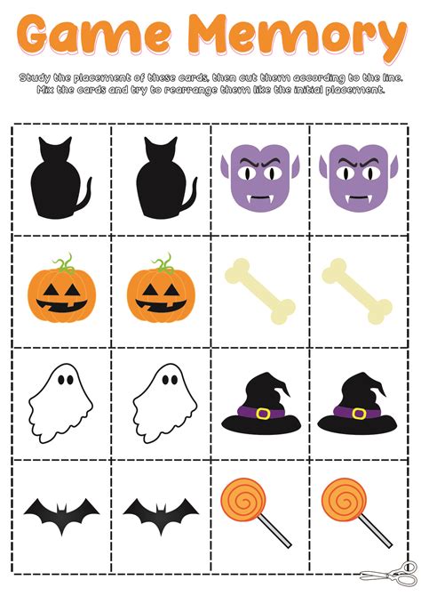 Black And White Halloween Memory Game - 15 Free PDF Printables | Printablee