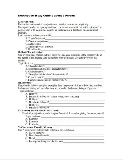 Descriptive Essay Format 的图像结果