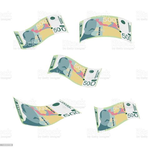 Serbian Dinar Vector Illustration Serbia Kosovo Money Set Bundle Banknotes Falling Flying Money ...