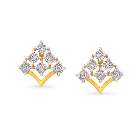 Contemporary Eccentric Gold and Diamond Stud Earrings