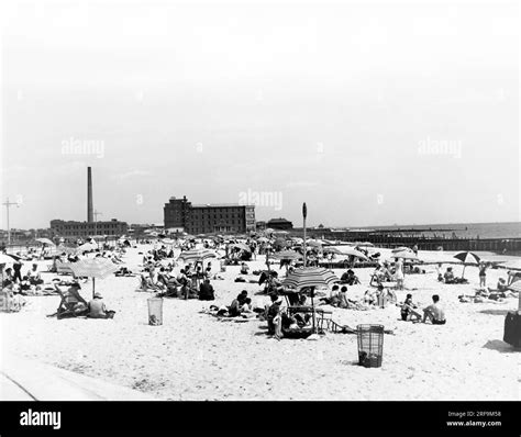 New York, New York: 1938 The beach at Jacob Riis Park at Rockaway Beach ...