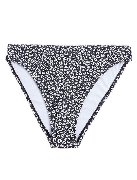 Buy Printed Ribbed High Waisted Bikini Bottoms at Marks & Spencer
