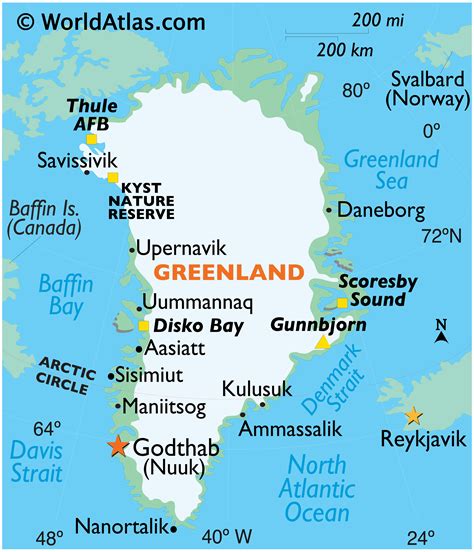 Greenland Towns Map