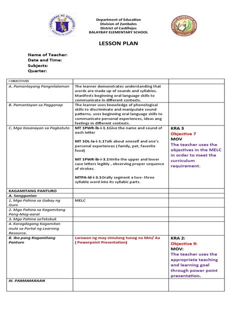 Image result for Sample Cot Lesson Plan Melc Based
