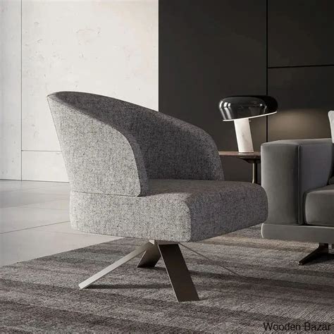 Wooden Bazar Cotton & Linen Upholstered Accent Chair with Stainless ...