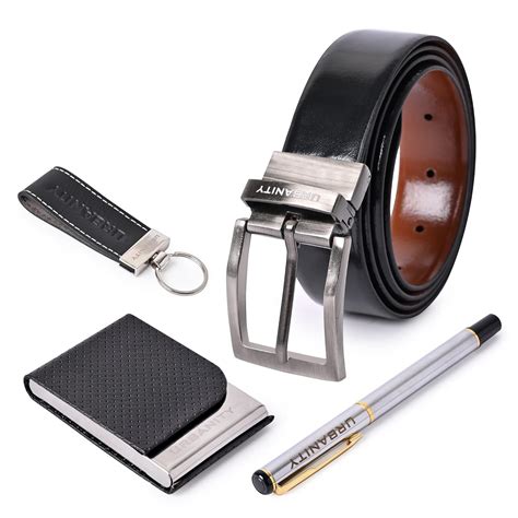 Buy URBANITY 4-in-1 Corporate Gift Set | Men's Leather Wallet Belt Key ...