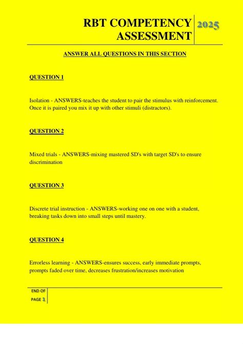 RBT COMPETENCY ASSESSMENT QUESTION AND ANSWERS 2025 - RBT COMPETENCY ...
