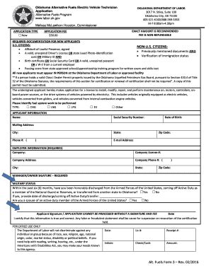 Fillable Online Oklahoma Alternative Fuels Electric Vehicle Technician ...