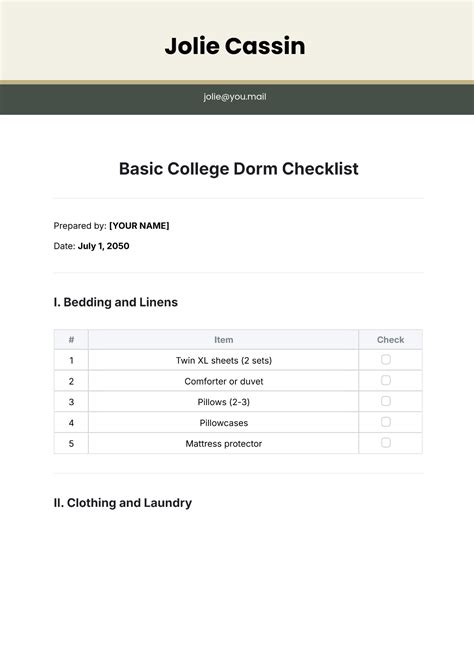 Free College Dorm Checklist Templates, Editable and Printable