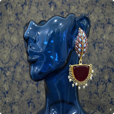 Anamel Natural Stone Maroon Earrings | Elegant Ethnic & Party Wear