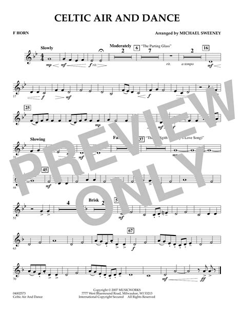 Celtic Air and Dance - F Horn by Michael Sweeney Sheet Music for ...