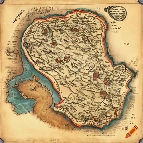 Illustrated map of Thesa from the Demon Cycle books on Craiyon