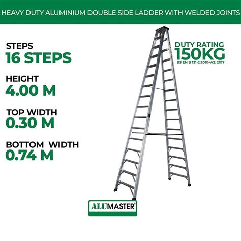 READY STOCK Alumaster Heavy Duty Aluminium Welded Ladder (16 Steps ...