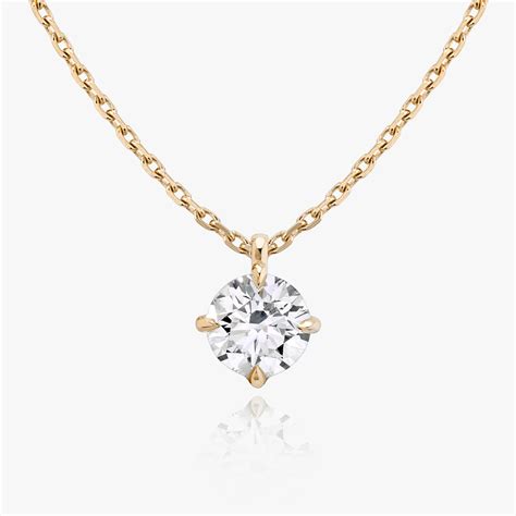 Solitaire Pendant Necklace in Rose Gold | 0.50ct Carat Round Brilliant ...