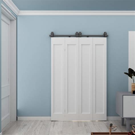 Buy JUBEST 51" Bi-Folding Barn Sliding Door Hardware Track Kit,Heavy ...